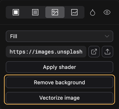 Image fill editor with Remove background and Vectorize image outlined